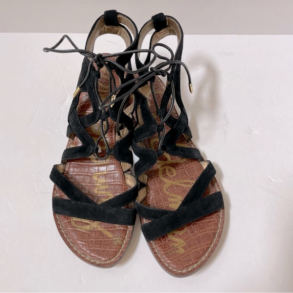 Sam Edelman Gemma Black Suede Gladiator Sandals Size 7.5 - Picture 2 of 10
